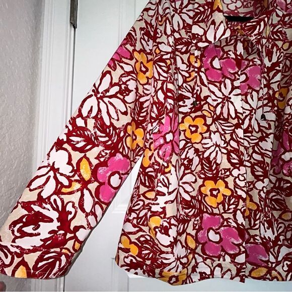 Chico’s Zenergy Floral Print Snap Button Zipper Front Lightweight Jacket Chicos - Picture 3 of 6